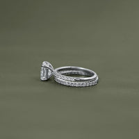 Square Radiant Cut Dimond Accent Engagement Ring Set