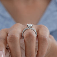 Square Radiant Cut Dimond Accent Engagement Ring Set