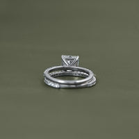 Square Radiant Cut Dimond Accent Engagement Ring Set