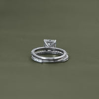 Square Radiant Cut Dimond Accent Engagement Ring Set