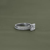 Square Radiant Cut Dimond Accent Engagement Ring Set
