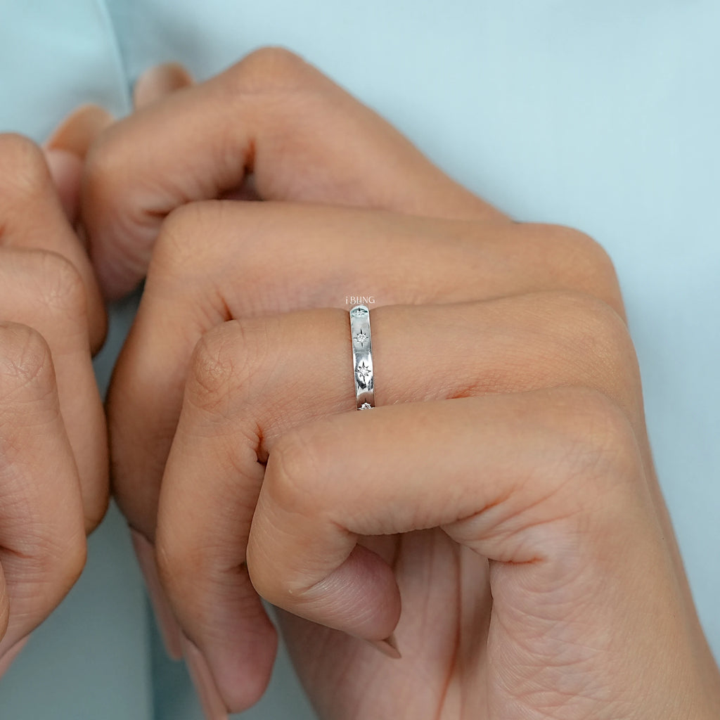 Starburst Round Cut Lab Diamond Promise Band