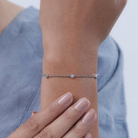 Lab Grown Round Diamond Station Chain Bracelet
