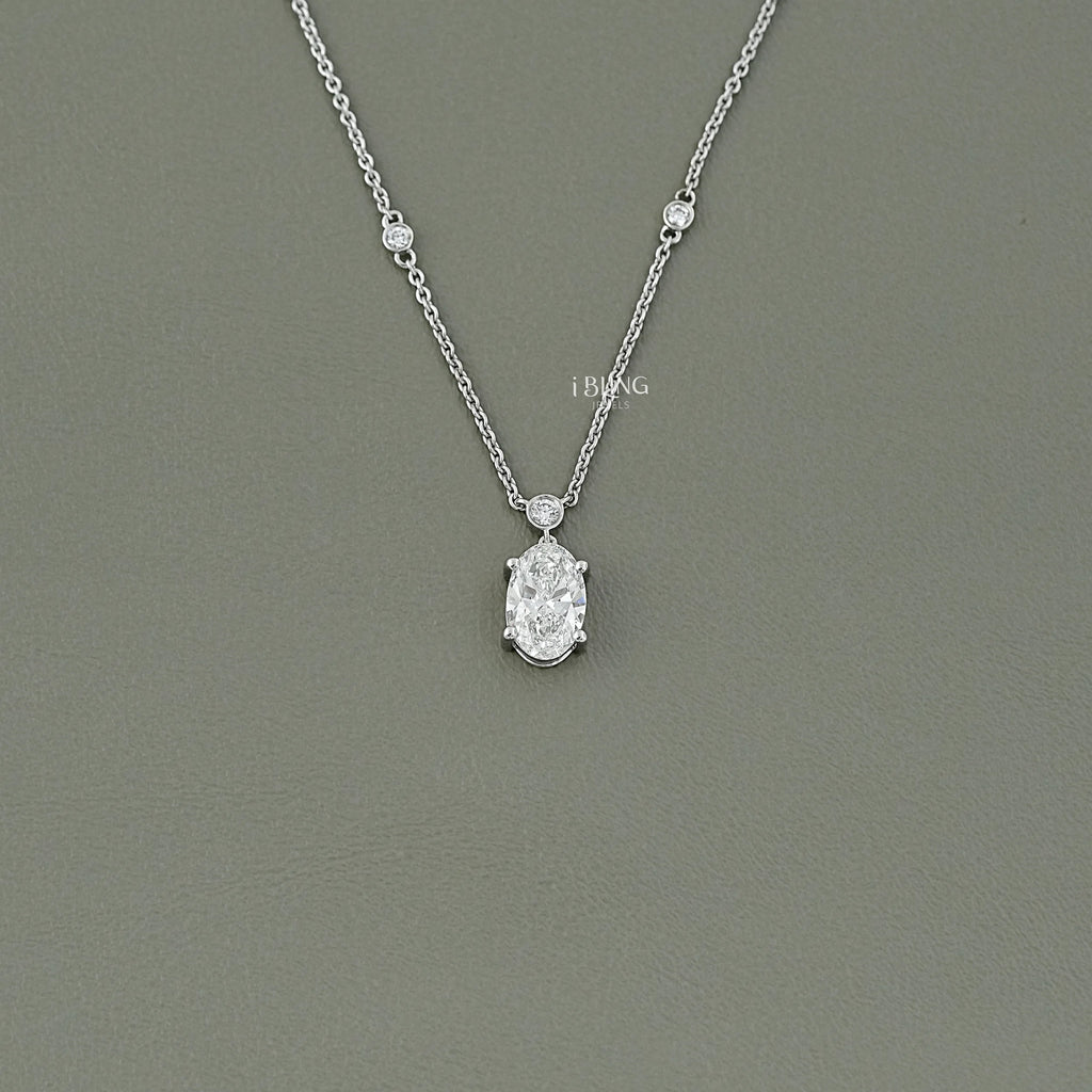 Oval Cut Lab Diamond Station Necklace