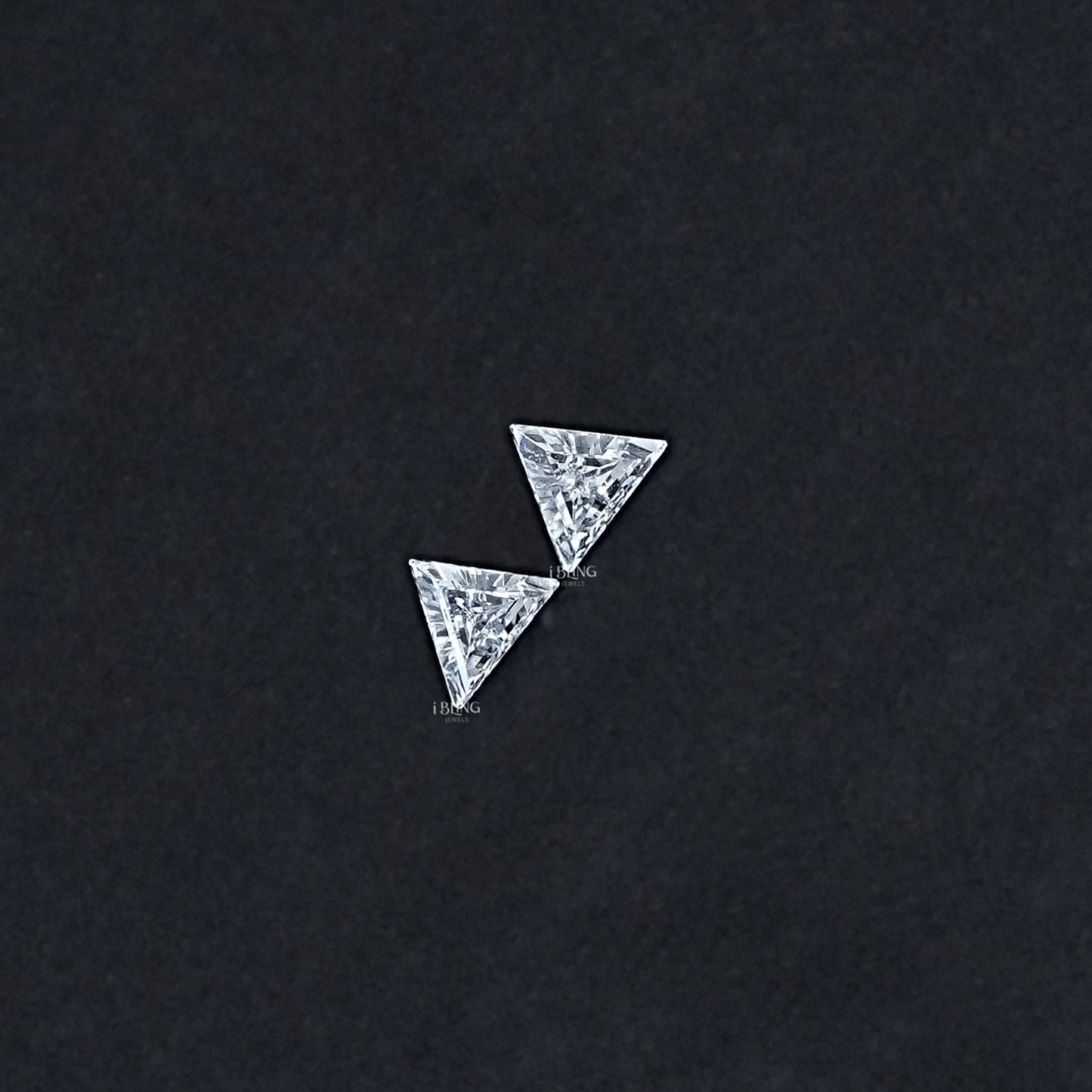 Side view of trillions diamonds for classic jewelry design