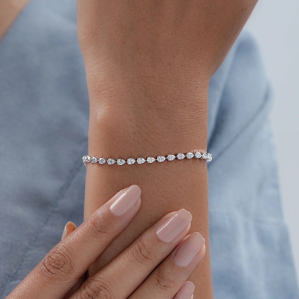 Pear Cut CVD Diamond Tennis Bracelet