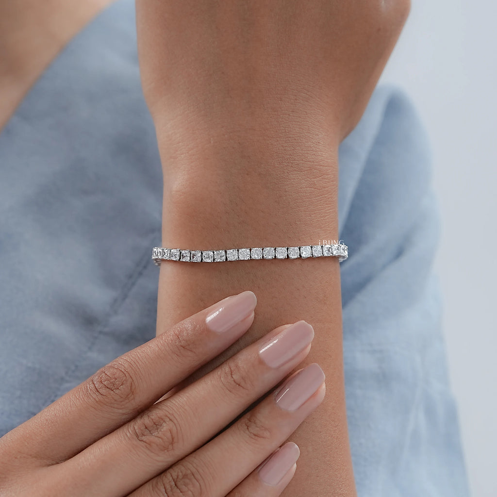 Lab Diamond Cushion Cut Tennis Bracelet