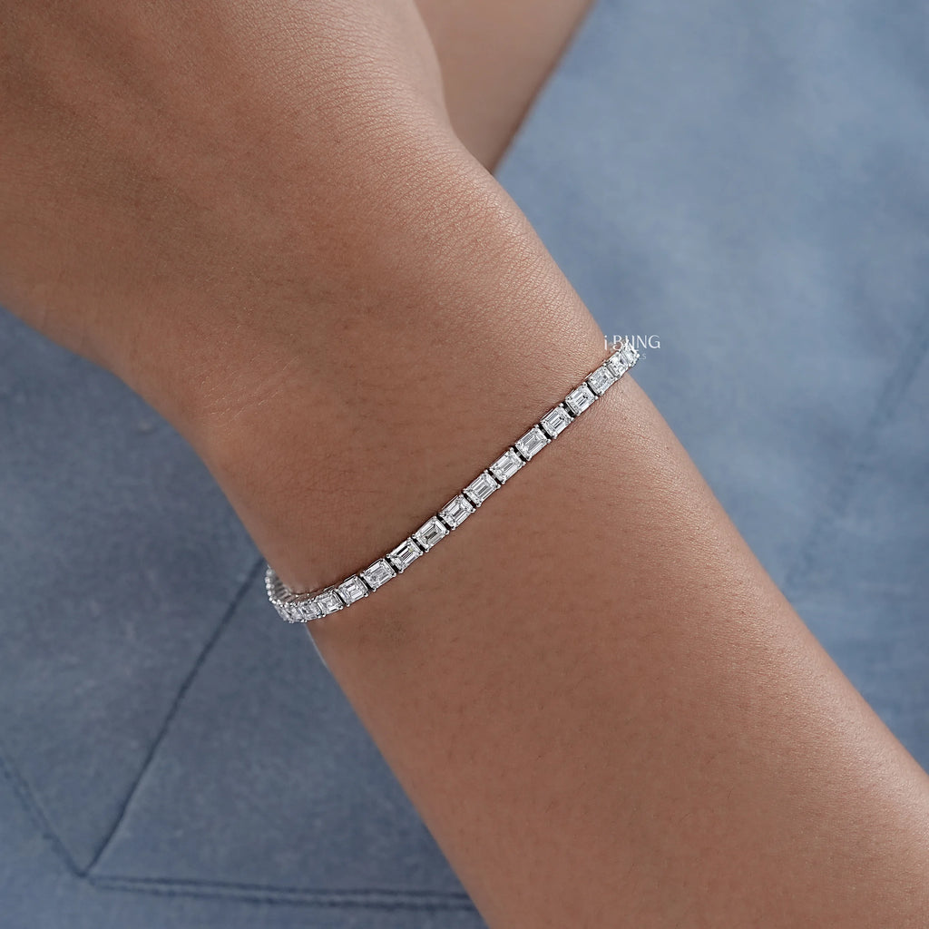 Emerald Cut Lab Grown Diamond Tennis Bracelet