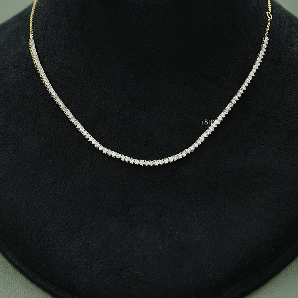 Round Cut Diamond Tennis Chain Necklace