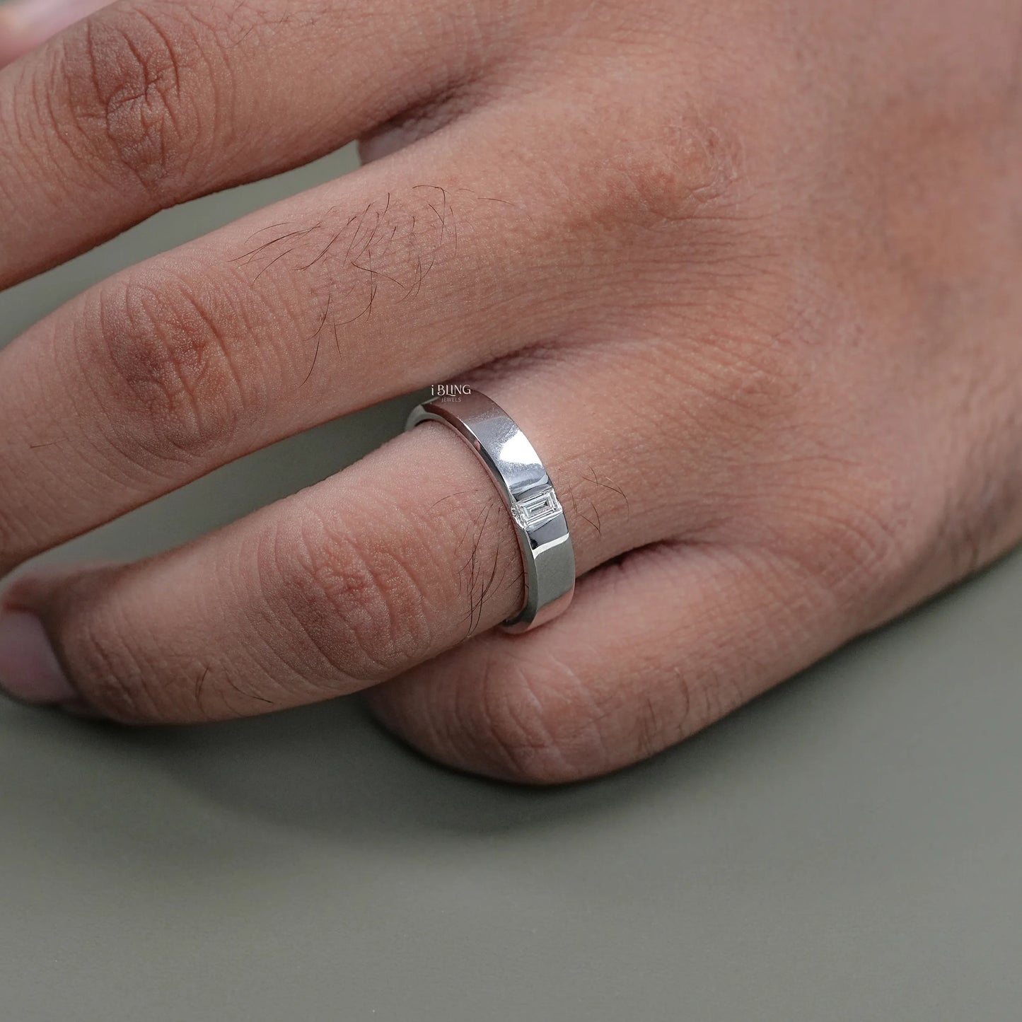 Baguette Lab Diamond Engagement Men's Band