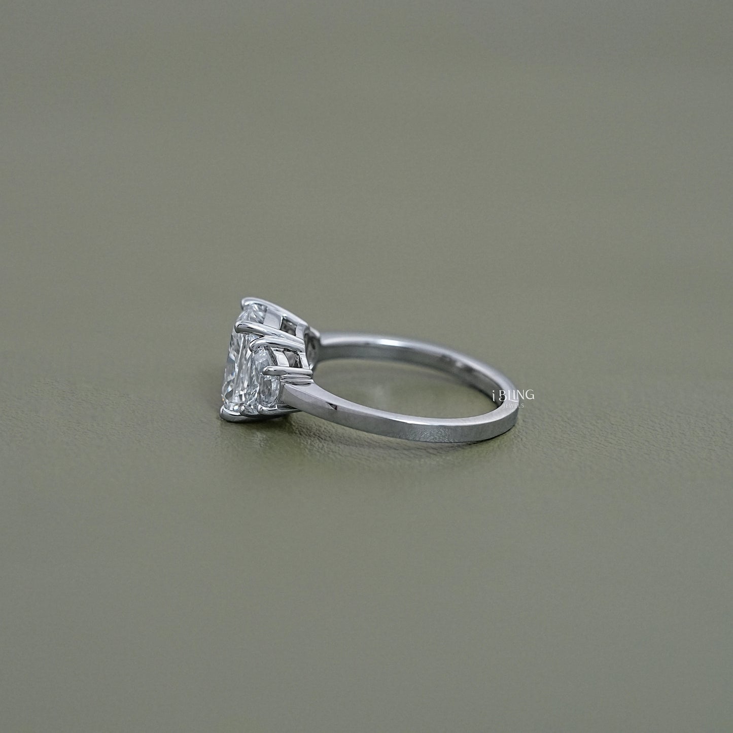 Cushion Cut Three Stone Diamond Engagement Ring Solitaire Ring