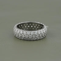 Three Row Pave Diamond Eternity Wedding Band