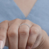 Three Row Round Lab Diamond Wedding Band