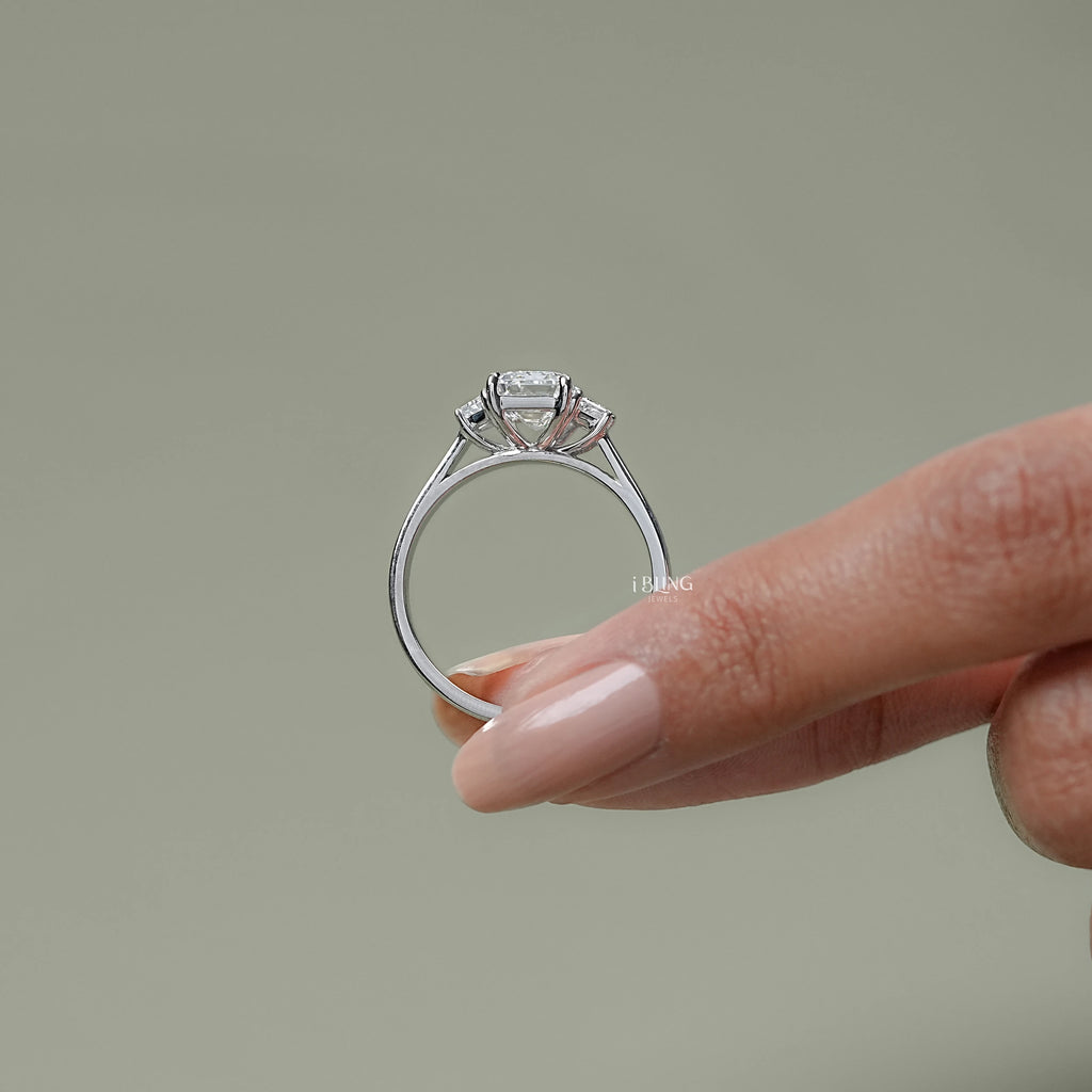 Emerald Cut Three Stone Engagement Ring