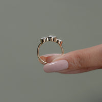 Three Stone Round Lab Diamond Bezel Set Engagement Ring