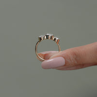Three Stone Round Lab Diamond Bezel Set Engagement Ring
