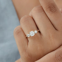 Round Lab Diamond Three Stone Engagement Ring