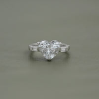 Three Stone Heart Lab Diamond Engagement Ring