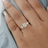 Round Lab Diamond Three Stone Engagement Ring