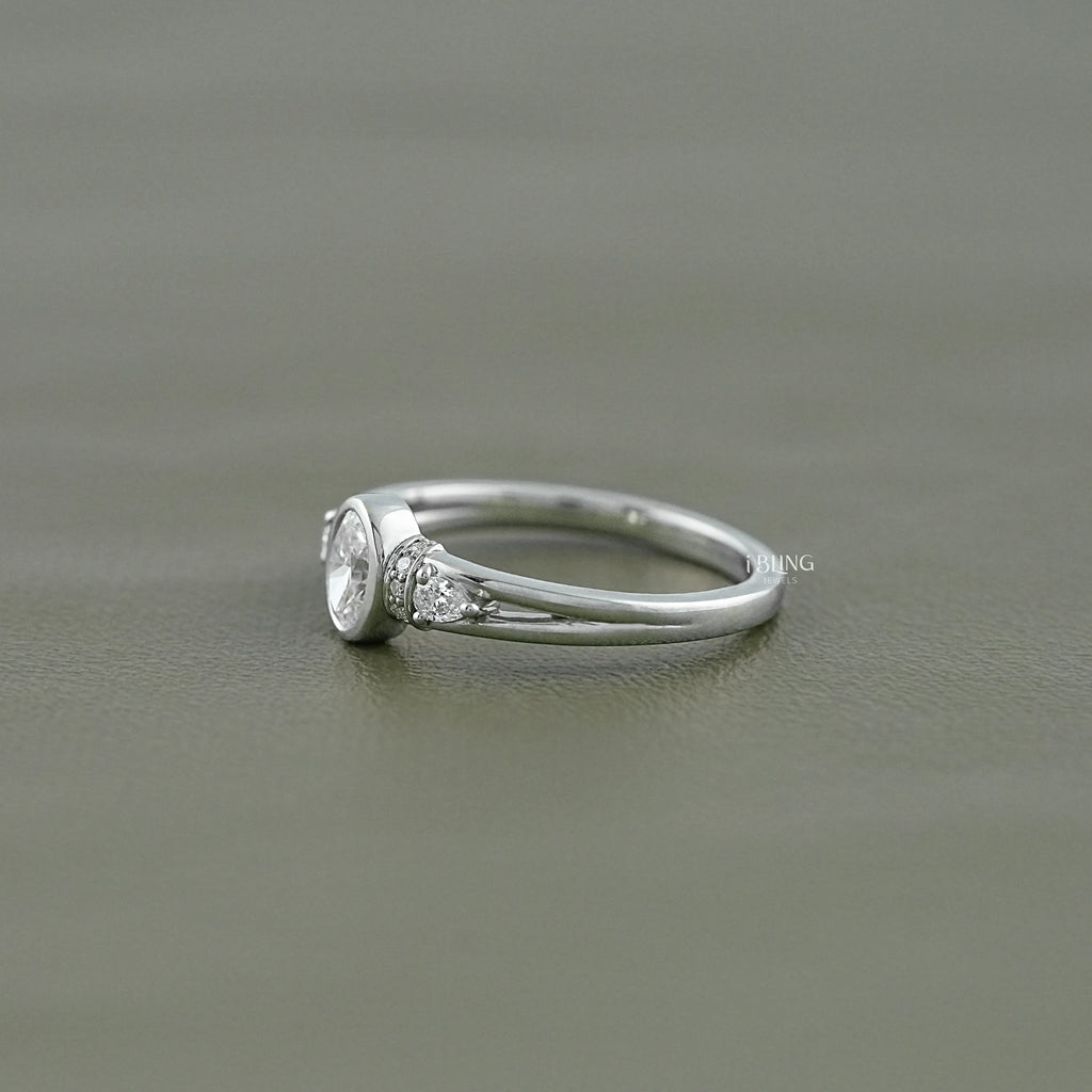 Oval Cut Lab Grown Diamond Three Stone Ring