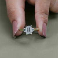Three Stone Emerald Cut Engagement Ring