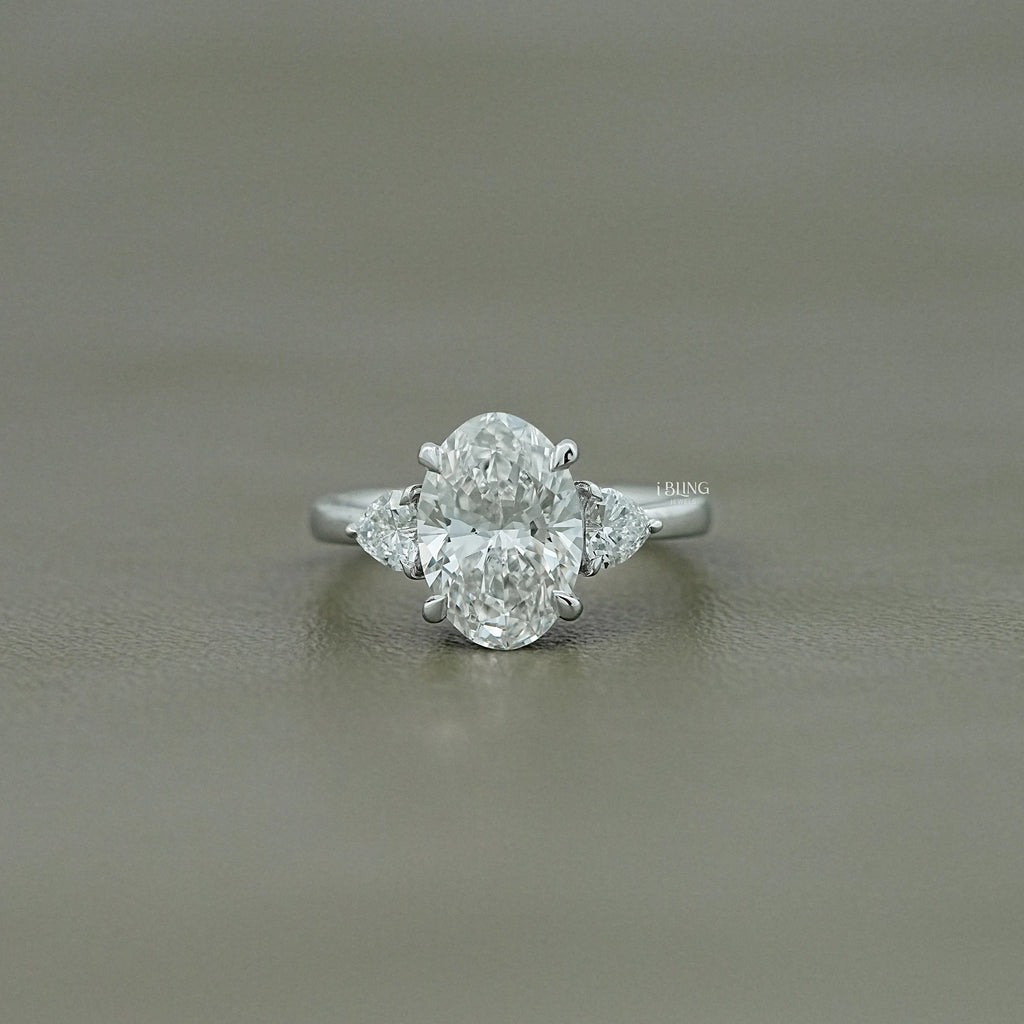 Three Stone Oval Diamond Engagement Ring