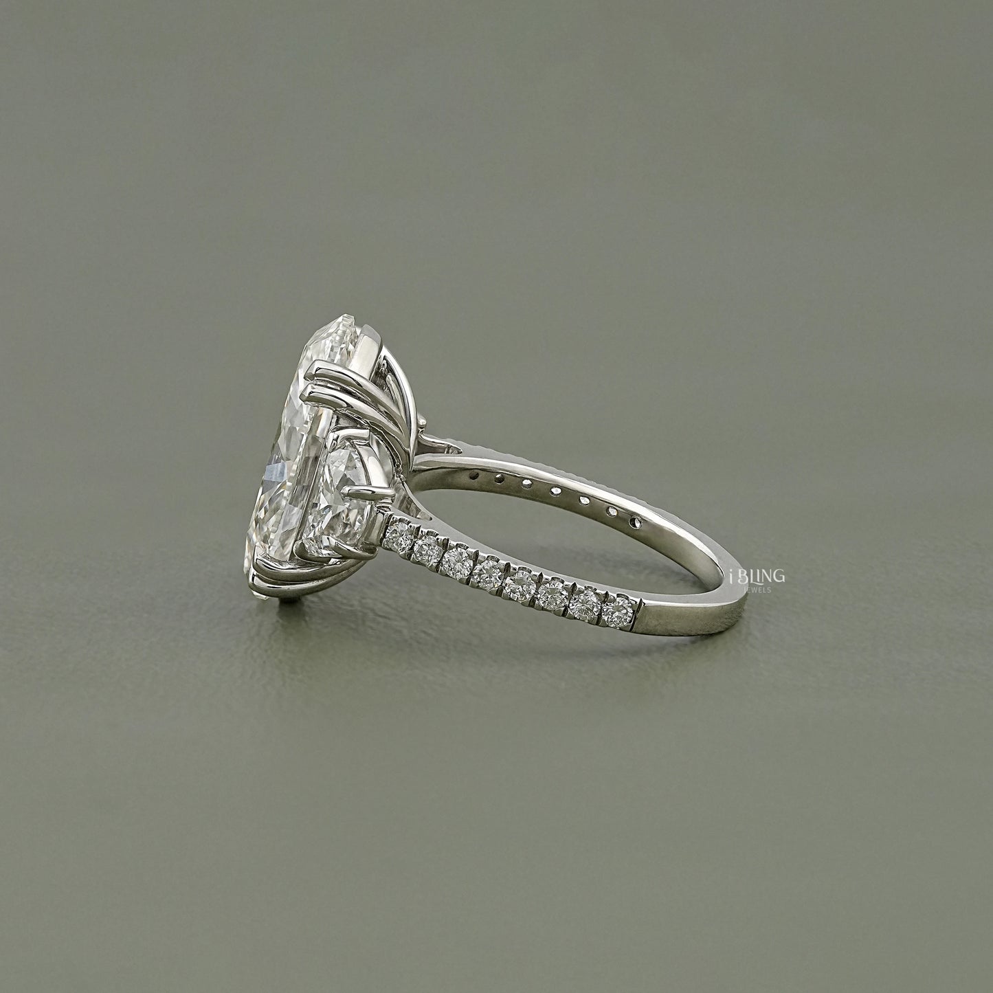 Three Stone Oval Diamond Engagement Ring Solitaire Ring