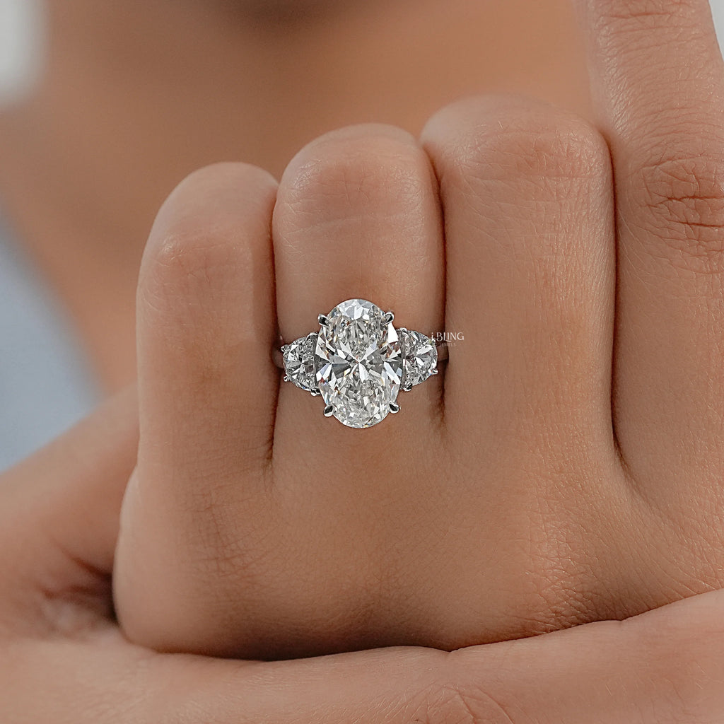Oval Lab Grown Diamond Three Stone Ring