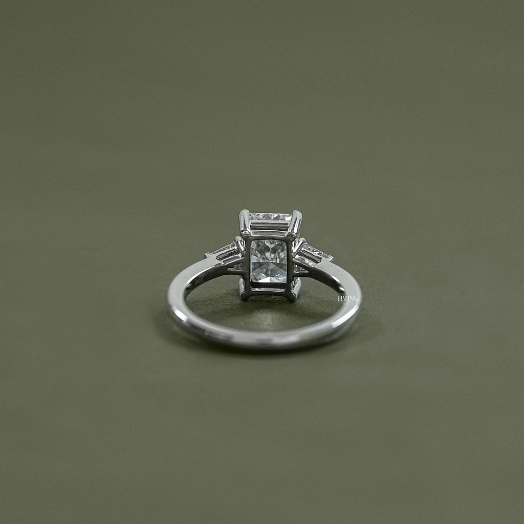 Radiant Cut Lab Diamond Three Stone Ring