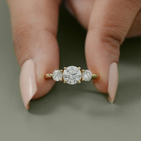 Round Lab Diamond Three Stone Engagement Ring