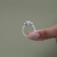 Cushion Cut Three Stone Diamond Engagement Ring