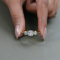 Three Stone OEC Round Cut Lab Diamond Engagement Ring