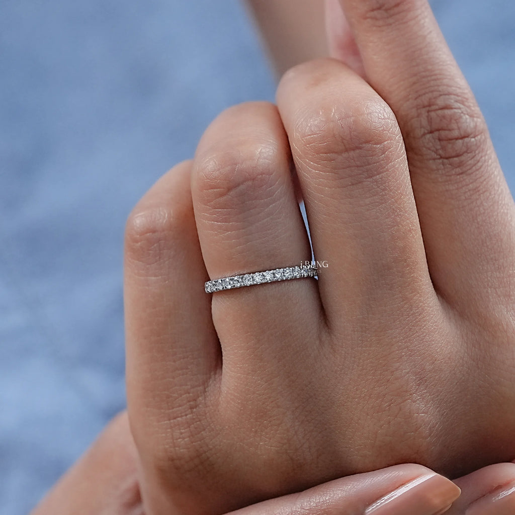 Round Tinny Diamond Full Eternity Wedding Band