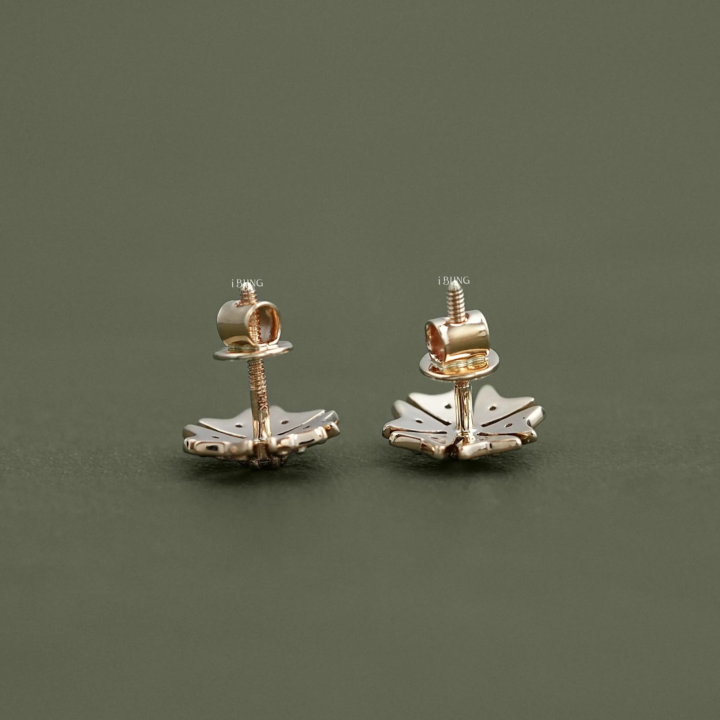 Tiny Round Cut Lab Diamond Floral Shape Stud Earrings