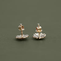 Tiny Round Cut Lab Diamond Floral Shape Stud Earrings