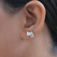 Pear And Emerald Diamond Toi Moi Stud Earrings