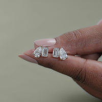 Pear And Emerald Diamond Toi Moi Stud Earrings