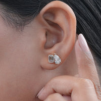 Pear And Emerald Diamond Toi Moi Stud Earrings