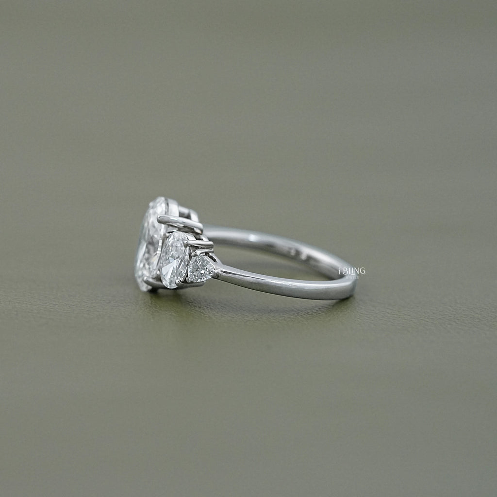 Oval Cut Lab Grown Five Stone Staking Ring