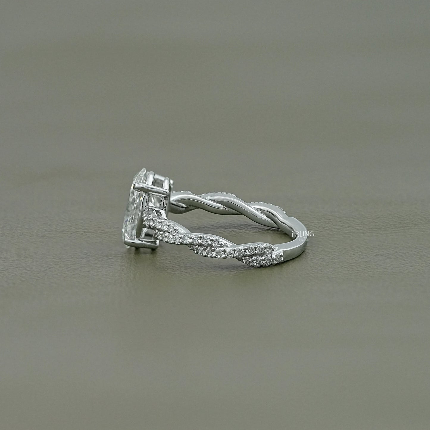 Twisted Accent Oval Cut Engagement Ring Solitaire Accent Ring