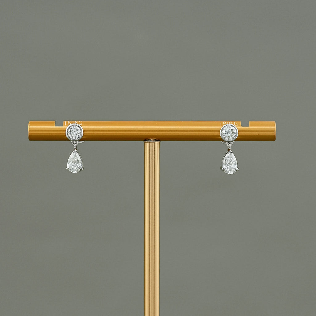 Pear Cut Lab Diamond Dangle Drop Earrings