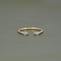 Two Stone Marquise Diamond Open Cuff Ring