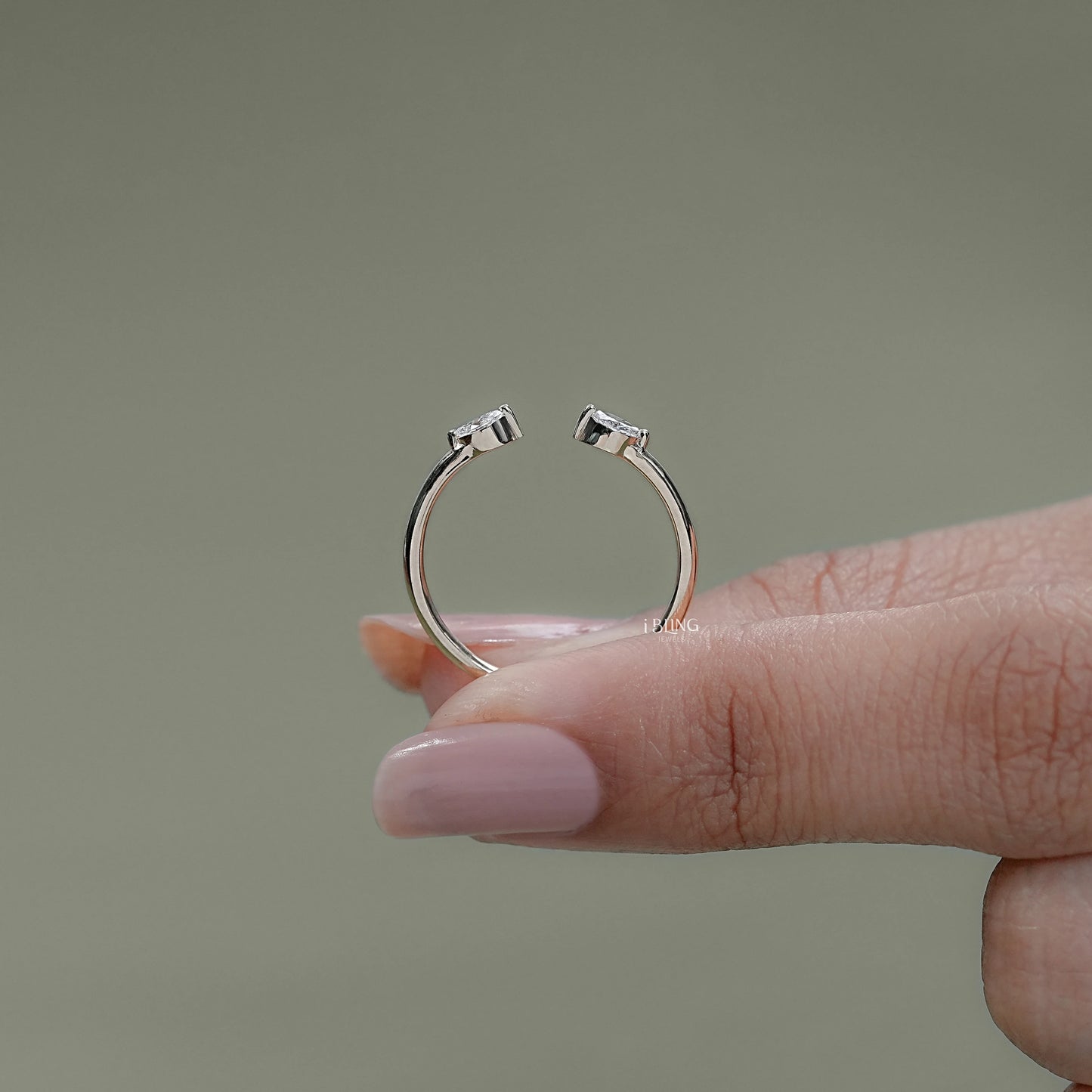 Two Stone Marquise Diamond Open Cuff Ring Two Stone Ring