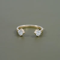Two Stone Round Diamond Open Cuff Ring