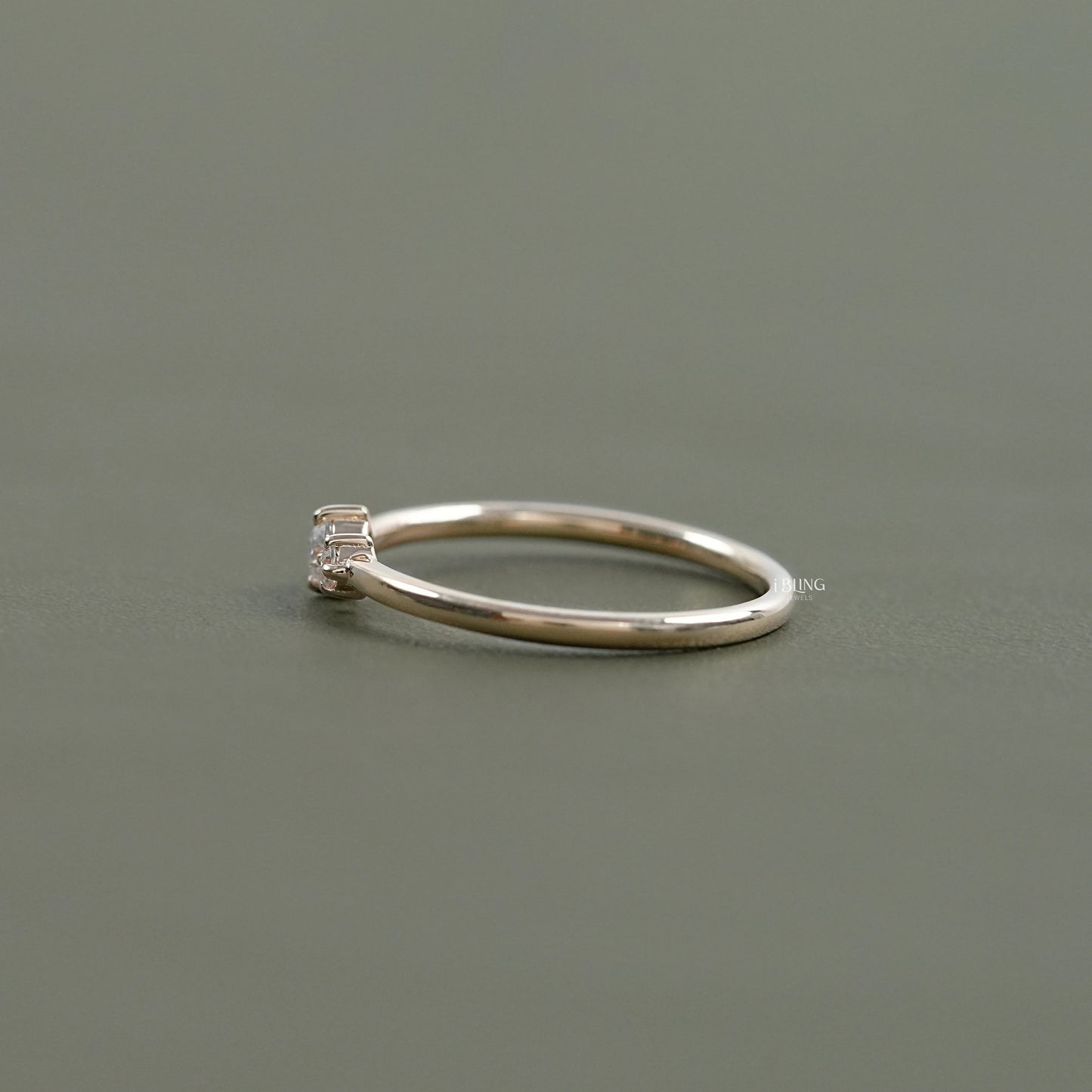 Round Lab Diamond Two Stone Dainty Ring