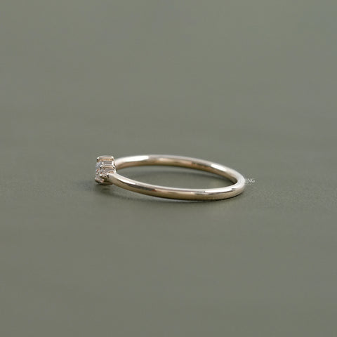 Round Lab Diamond Two Stone Dainty Ring