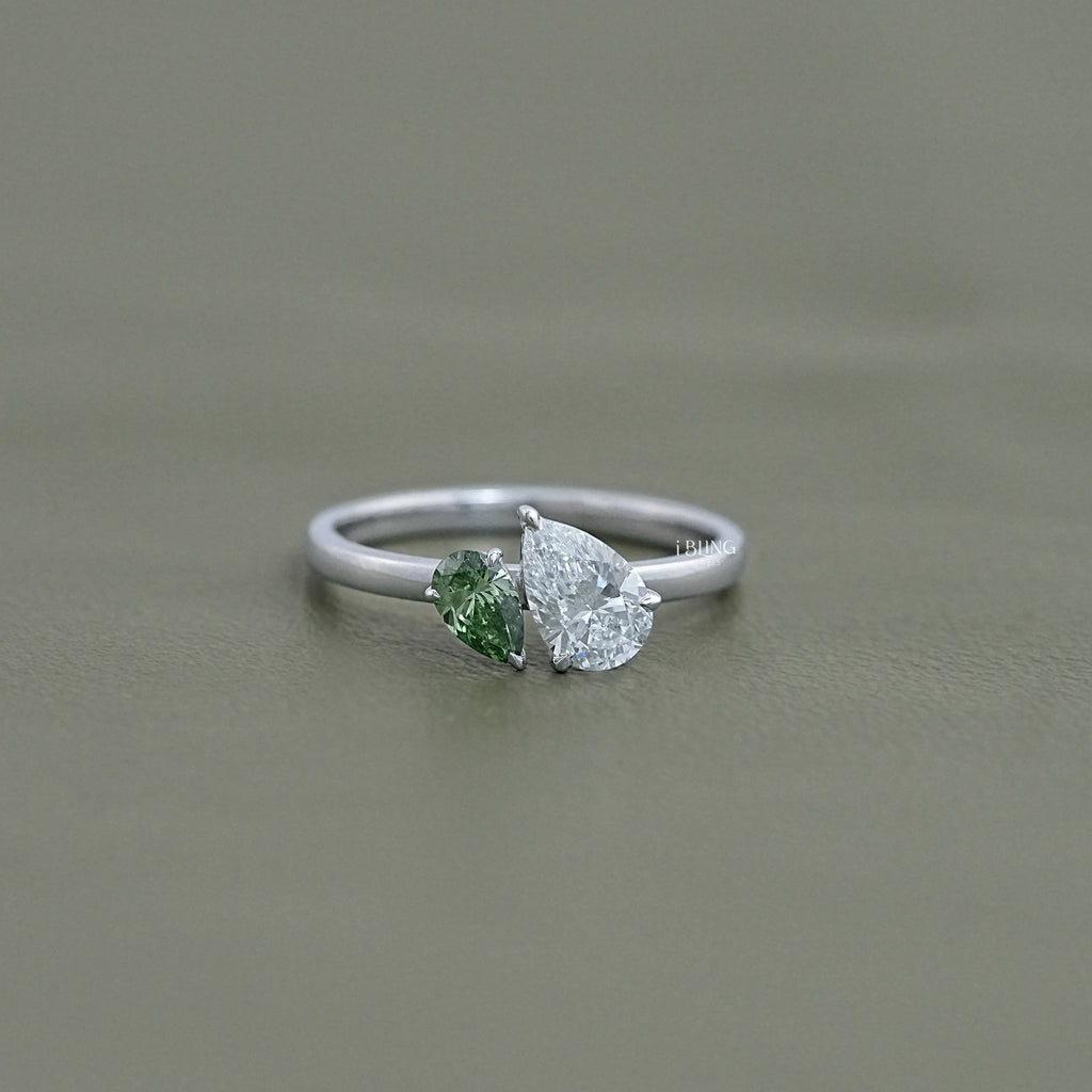 Green Pear Lab Diamond Dainty Toi Moi Wedding Ring