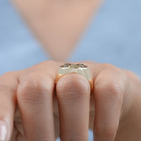 Yellow Gold Pisces Zodiac Unisex Signet Ring