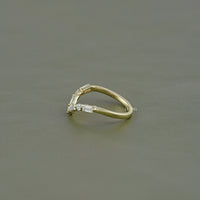Round And Baguette Diamond V Shape Engagement Ring