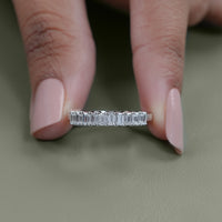 Emerald Lab Diamond Half Eternity Wedding Band